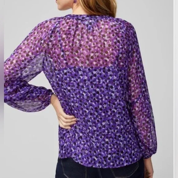 White House Black Market Purple Floral Women's Top - Picture 2 of 6